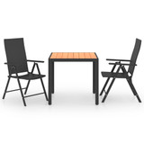 3-dijelni vrtni blagovaonski set crno-smeđi 3060052