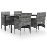 5-dijelni vrtni blagovaonski set s jastucima sivo-crni 3156604