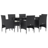 7-dijelni vrtni blagovaonski set s jastucima crni 3156617