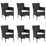7-dijelni vrtni blagovaonski set s jastucima crni 3156617