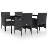 5-dijelni vrtni blagovaonski set s jastucima crni 3156600