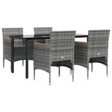 5-dijelni vrtni blagovaonski set s jastucima sivo-crni 3156636