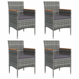 5-dijelni vrtni blagovaonski set s jastucima sivo-crni 3156636