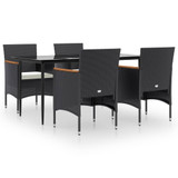 5-dijelni vrtni blagovaonski set s jastucima crni 3156640