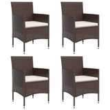 5-dijelni vrtni blagovaonski set s jastucima smeđe-crni 3156628