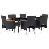 7-dijelni vrtni blagovaonski set s jastucima crni 3156633