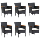 7-dijelni vrtni blagovaonski set s jastucima crni 3156633