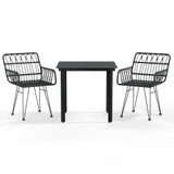 3-dijelni vrtni blagovaonski set od poliratana crni 3157866