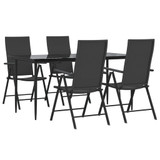 5-dijelni vrtni blagovaonski set od poliratana crni 3156516