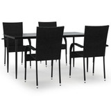 5-dijelni vrtni blagovaonski set od poliratana crni 3156668