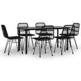 7-dijelni vrtni blagovaonski set od poliratana crni 3157898