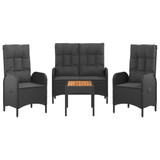 4-dijelni vrtni blagovaonski set od poliratana s jastucima crni 3185084 4-dijelni vrtni blagovaonski set od poliratana s jastucima crni 3185084