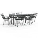 7-dijelni vrtni blagovaonski set od poliratana crni 3157870