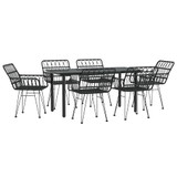 7-dijelni vrtni blagovaonski set od poliratana crni 3157870