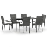 7-dijelni vrtni blagovaonski set od poliratana sivi 3156677