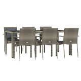 7-dijelni vrtni blagovaonski set sivi od poliratana 3157961