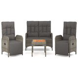 4-dijelna vrtna garnitura od poliratana s jastucima siva 3185085