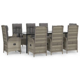 9-dijelni vrtni blagovaonski set crno-sivi od poliratana 3185206