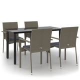 5-dijelni vrtni blagovaonski set crno-sivi od poliratana 3185139