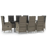 9-dijelni vrtni blagovaonski set crno-sivi od poliratana 3185204