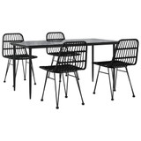 5-dijelni vrtni blagovaonski set od poliratana crni 3157883