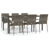 7-dijelni vrtni blagovaonski set sivi od poliratana 3184985