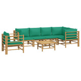7-dijelna vrtna garnitura od bambusa sa zelenim jastucima 3155173