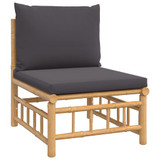 6-dijelna vrtna garnitura od bambusa s tamnosivim jastucima 3155211