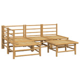 5-dijelna vrtna garnitura od bambusa sa svjetlosivim jastucima 3155106