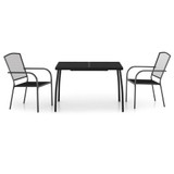 3-dijelni vrtni blagovaonski set antracit čelični 3187969