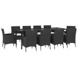 11-dijelni vrtni blagovaonski set s jastucima poliratan crni 3187323