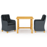 3-dijelni vrtni blagovaonski set tamnosivi 3068732