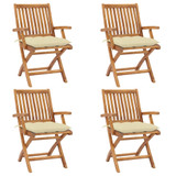 Sklopive vrtne stolice s jastucima 4 kom od masivne tikovine 3072740