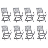 Sklopive vrtne stolice s jastucima 8 kom masivno bagremovo drvo 3078263