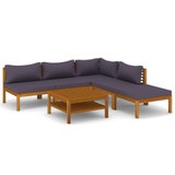 6-dijelna vrtna garnitura od masivnog drva bagrema s jastucima 3086916