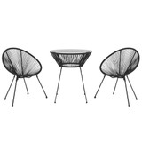 3-dijelni vrtni blagovaonski set crni 3085448