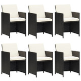 7-dijelni vrtni blagovaonski set s jastucima crni od poliratana 3095530