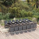 15-dijelni vrtni blagovaonski set s jastucima poliratan sivi 3095644