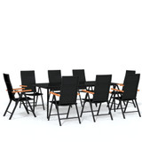9-dijelni vrtni blagovaonski set crni 3099124