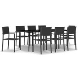 9-dijelni vrtni blagovaonski set crni 3099280