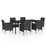 7-dijelni vrtni blagovaonski set s jastucima crni 3099285