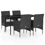 5-dijelni vrtni blagovaonski set s jastucima crni 3099307