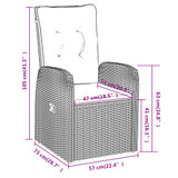 3-dijelni vrtni blagovaonski set s jastucima crni 3099479