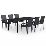 7-dijelni vrtni blagovaonski set crni 3099381