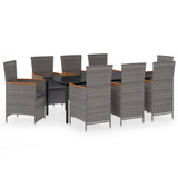 9-dijelni vrtni blagovaonski set s jastucima sivi 3099464