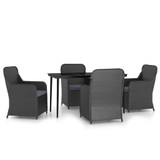 5-dijelni vrtni blagovaonski set s jastucima crni 3099543