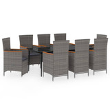 9-dijelni vrtni blagovaonski set s jastucima sivi 3099470