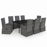 9-dijelni vrtni blagovaonski set s jastucima sivi 3099478