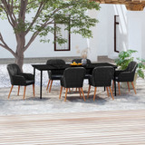 7-dijelni vrtni blagovaonski set s jastucima crni 3099521