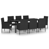 9-dijelni vrtni blagovaonski set crni 3099606